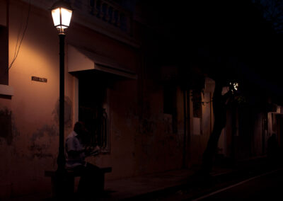 Man Under night lamp